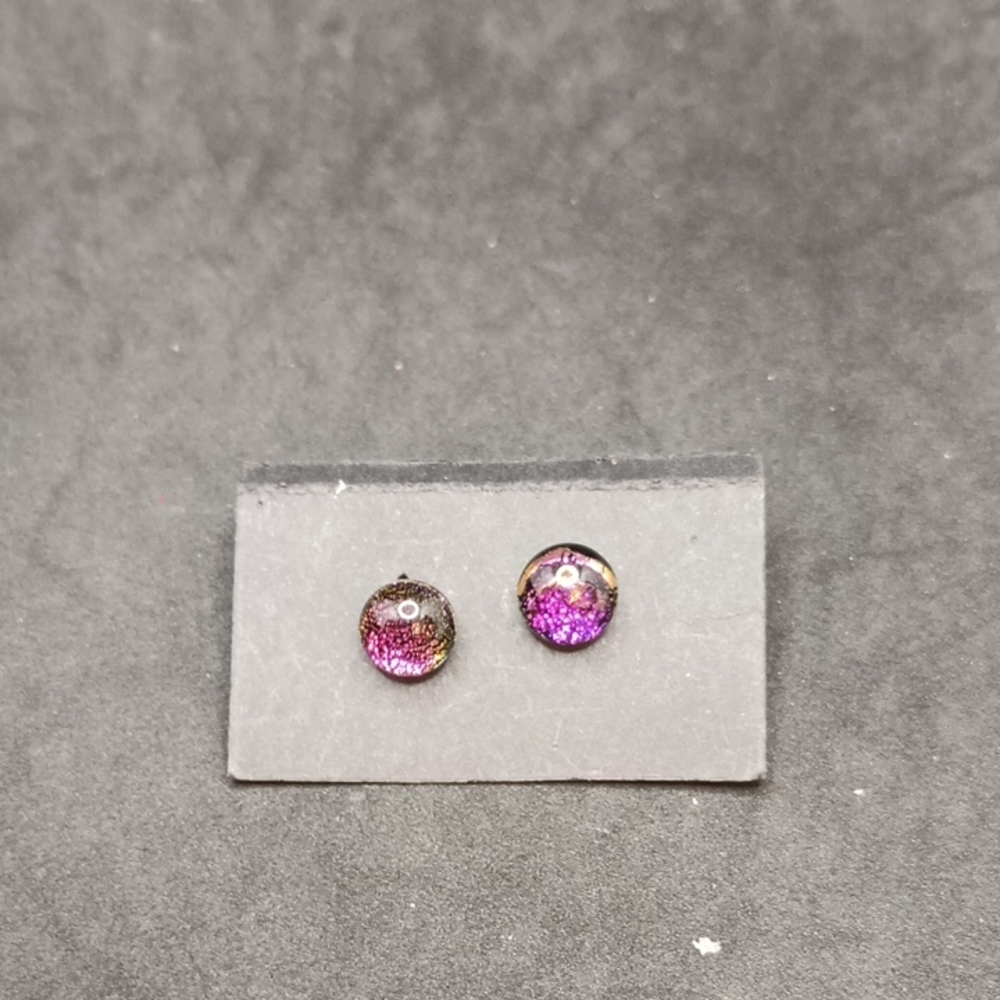 Elegant Pink and Purple Stud Earrings